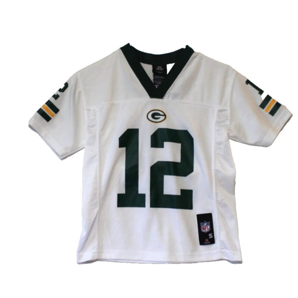 Green Bay Packers Aaron Rodgers #12 White Apparel Football Jersey Youth Sm. (8)